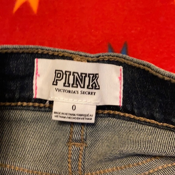 Pink Victoria’s Secret Distressed Jean Shorts Sz 0 - Picture 4 of 7